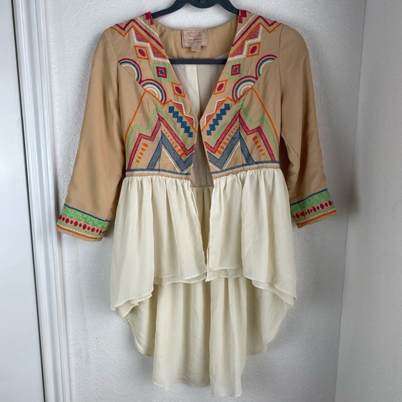 Champagne & Strawberry EMBROIDERED RUFFLE JACKET - Picture 3 of 16